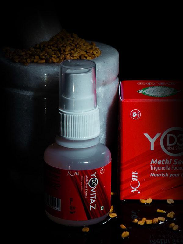 YOM YOVITAZ Vitamin D3 + Methi Seed Extract (Spray) - 30 Ml