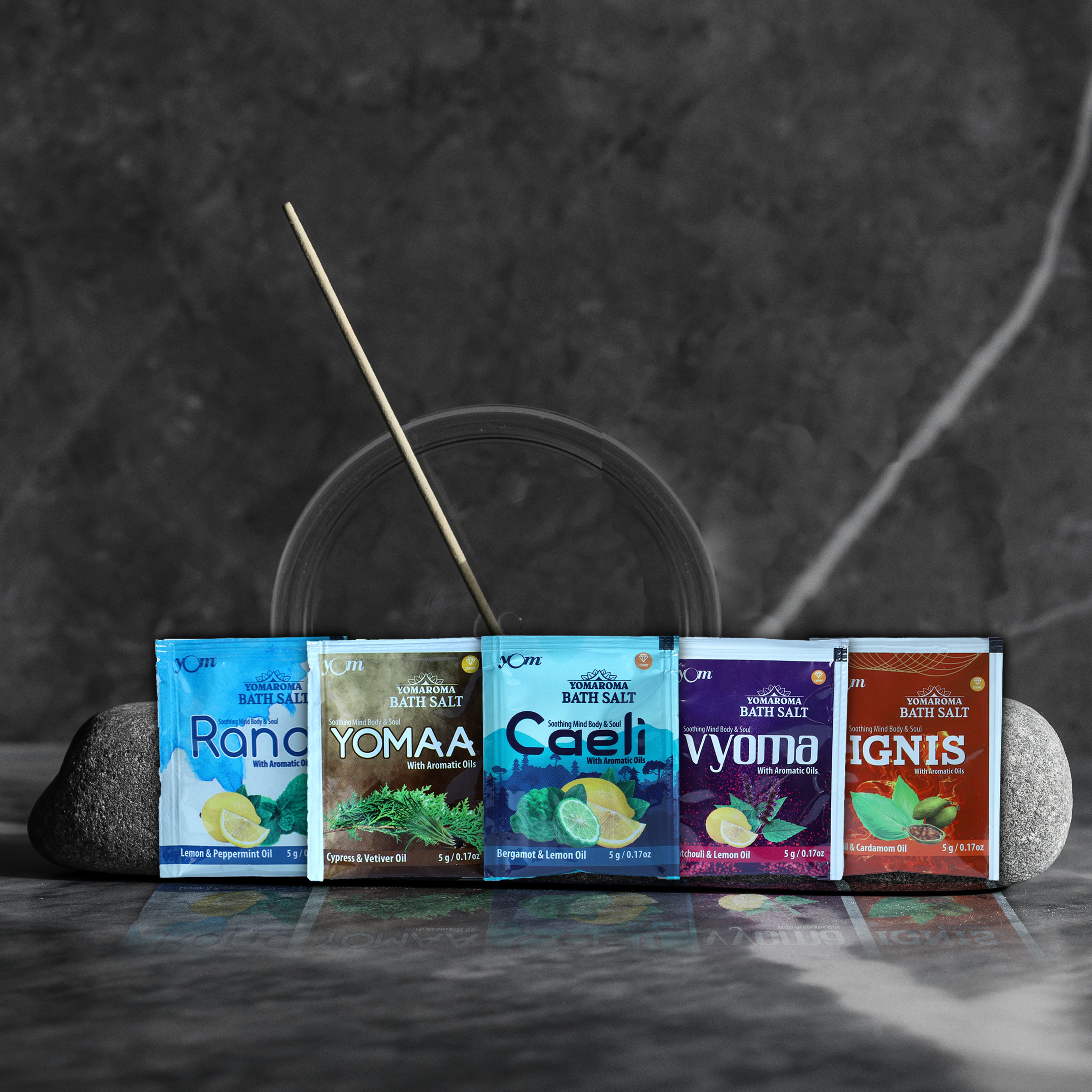 YOM YOMAROMA Bath Salt With Aromatic Oils (Pack of 5 Pouch) - 5 Nos * 5 Gms
