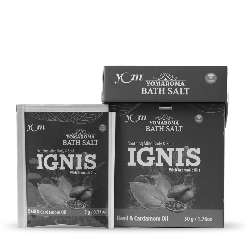 YOM YOMAROMA Ignis Bath Salt With Aromatic Oils (Pouch Box) - 10 Nos * 5 Gms