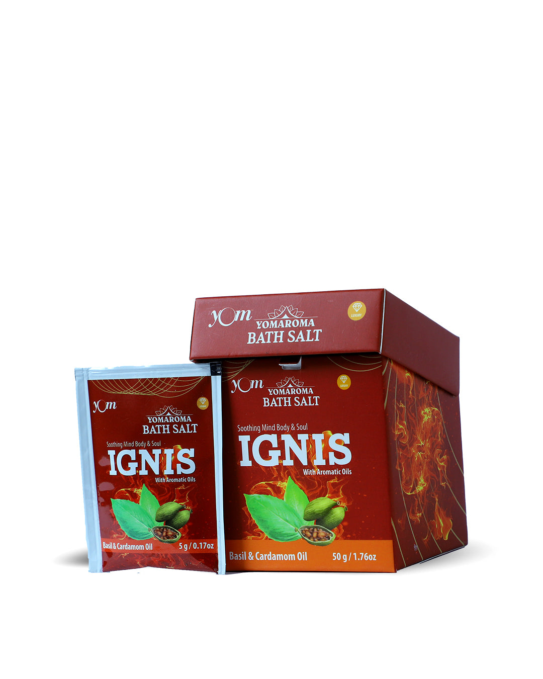 YOM YOMAROMA Ignis Bath Salt With Aromatic Oils (Pouch Box) - 10 Nos * 5 Gms