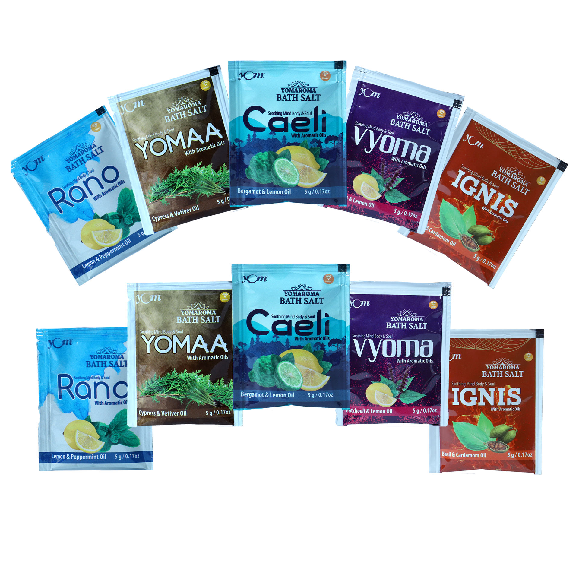 YOM YOMAROMA Bath Salt With Aromatic Oils (Pack of 5 Pouch) - 5 Nos * 5 Gms