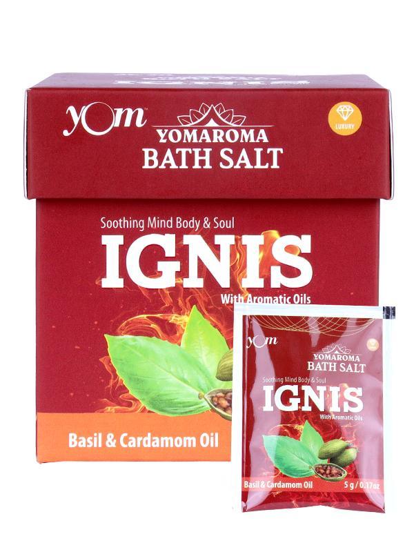 YOM YOMAROMA Ignis Bath Salt With Aromatic Oils (Pouch Box) - 10 Nos * 5 Gms