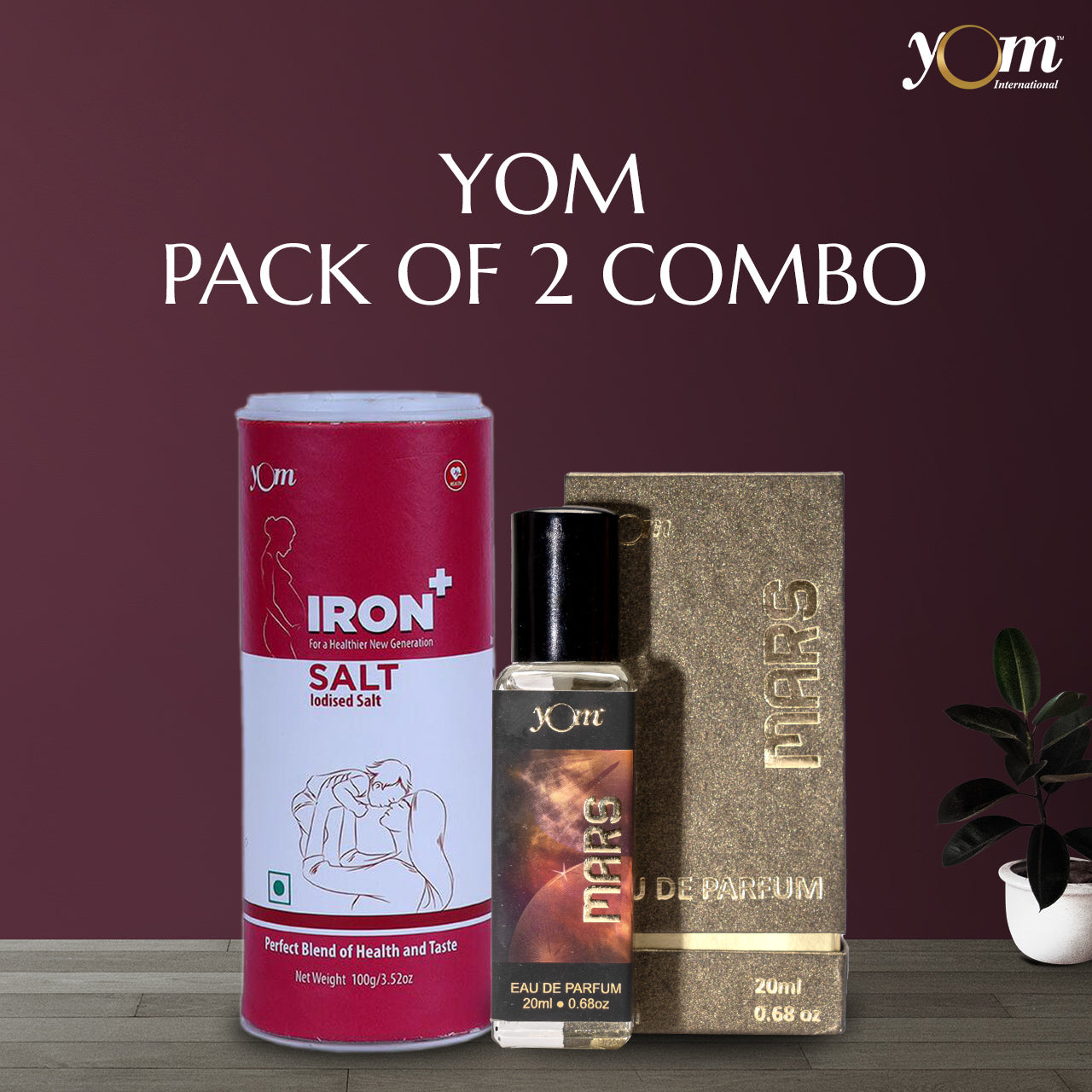 YOM PERFUME Mars for Unisex + YOM Iron Plus Fortified Salt Combo Pack - 2 Nos