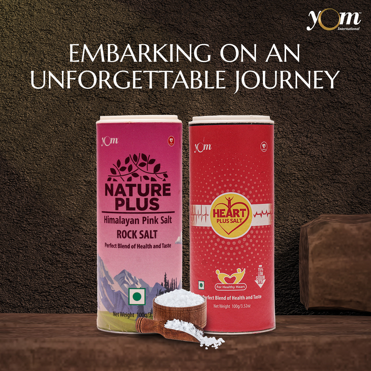 YOM Heart Plus Low Sodium Salt,Himalayan Pink Rock Salt - Combo Pack - 2 Nos * 100 Gms