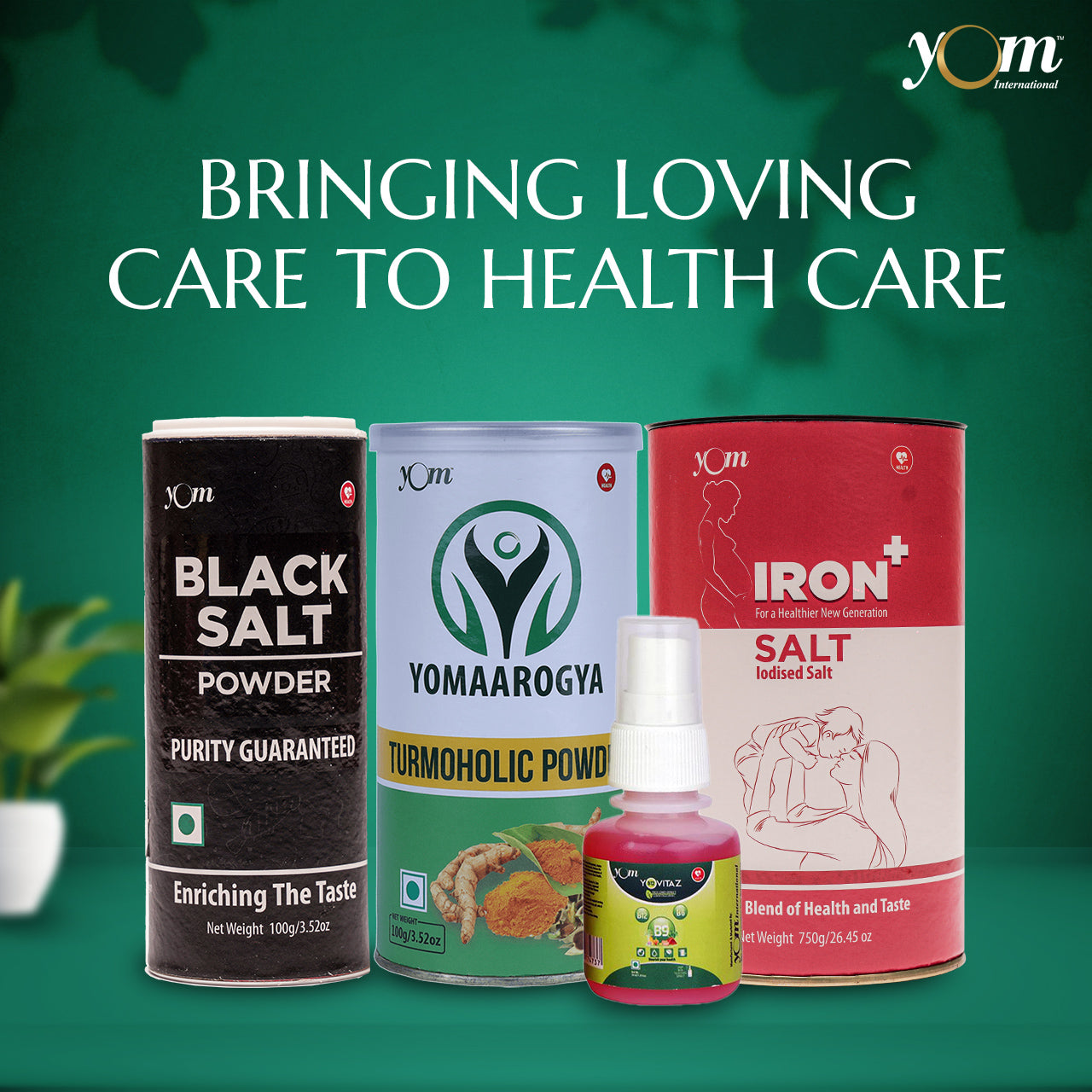 YOM Black Salt,YOM YOMAAROGYA,YOM YOVITAZ Vitamin B12 B9 B6,Tulsi Leaves Extract,YOM Iron Plus Fortified - 4 Nos *  100 ,100,750 Gms,30 Ml