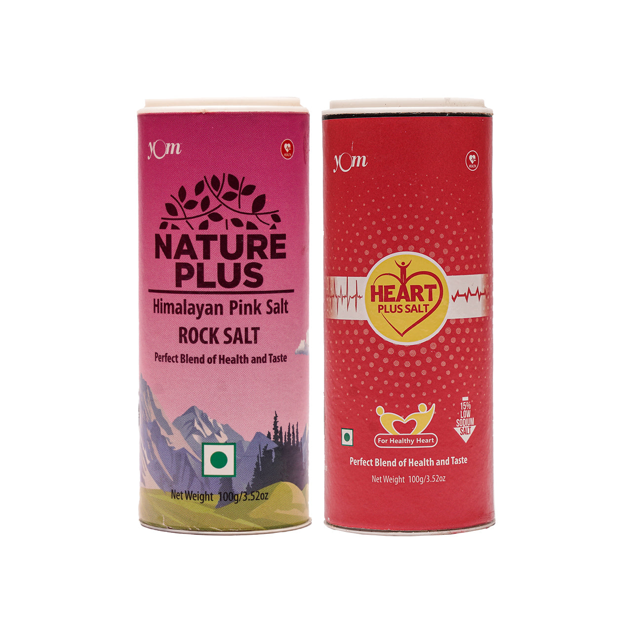 YOM Heart Plus Low Sodium Salt,Himalayan Pink Rock Salt - Combo Pack - 2 Nos * 100 Gms