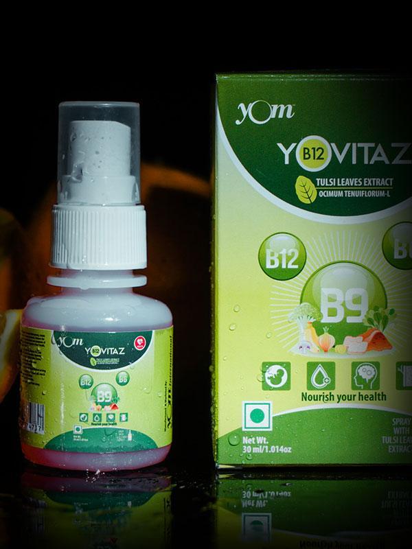 YOM YOVITAZ Vitamin B12 B9 B6 + Tulsi Leaves Extract (Spray) - 30 Ml